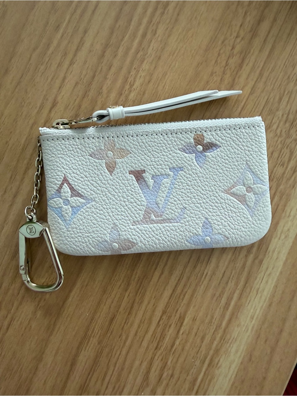Louis Vuitton White Pastel Monogram Key Pouch with Chain Clip
